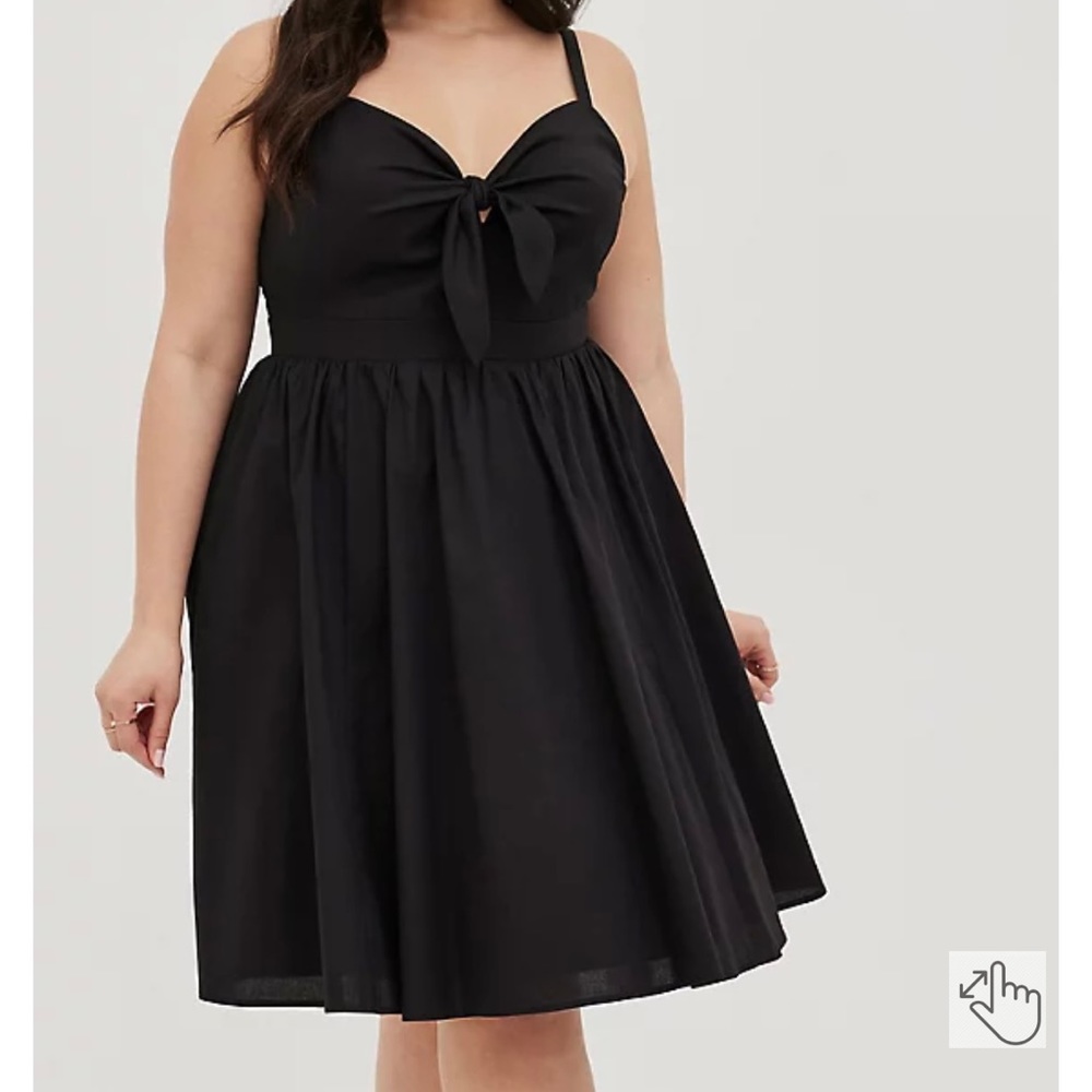 Torrid Black Tie-Front Skater Dress, Size 2 Poplin Material